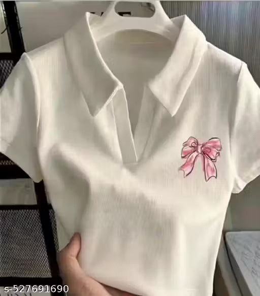 Women White Collar Top – Stylish Half Sleeve Casual Tunic