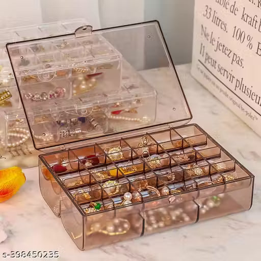 Acrylic Jewellery Organizer Box – Compact Storage Case for Rings & Earrings