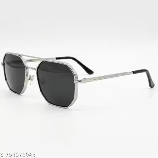 Unisex Square Sunglasses Metal Frame Black Lens Fashion Goggles