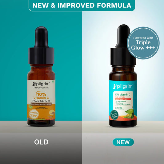 Pilgrim 10% Vitamin C Face Serum For Daily Brightness 10 ml | Face serum for glowing skin | Reduces Dark Spots & Evens Skin Tone | Fragrance Free | For Men and Women | All Skin Types (10ml)