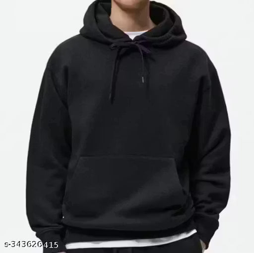 Men's Solid Black Hoodie