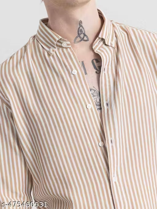 Men's Viral Striped Shirts for men - Beige Colour
