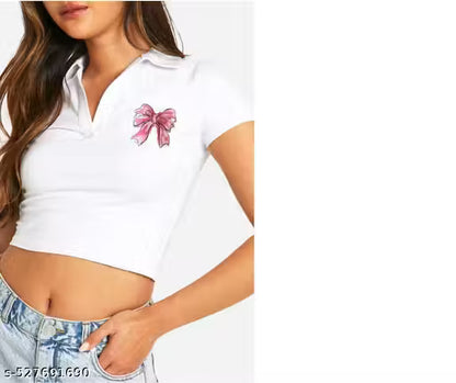 Women White Collar Top – Stylish Half Sleeve Casual Tunic