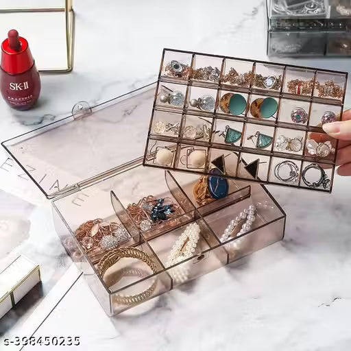 Acrylic Jewellery Organizer Box – Compact Storage Case for Rings & Earrings