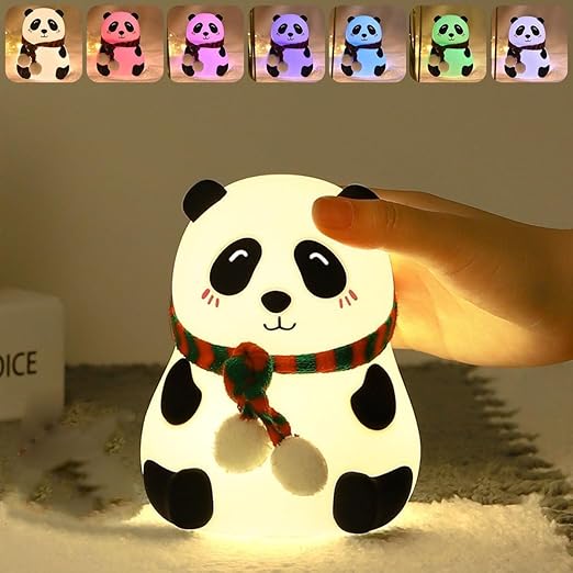 Rechargeable Panda Night Light – 7 Color LED Silicone Lamp for Kids