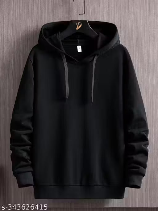 Men's Solid Black Hoodie