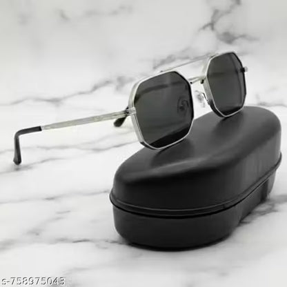 Unisex Square Sunglasses Metal Frame Black Lens Fashion Goggles