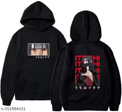 Men's Anime Casual Sweatshirt Hooded for Men Regular fit Jujutsu Sweatshirt Goku Satoru Fleece Black Full Sleeve
