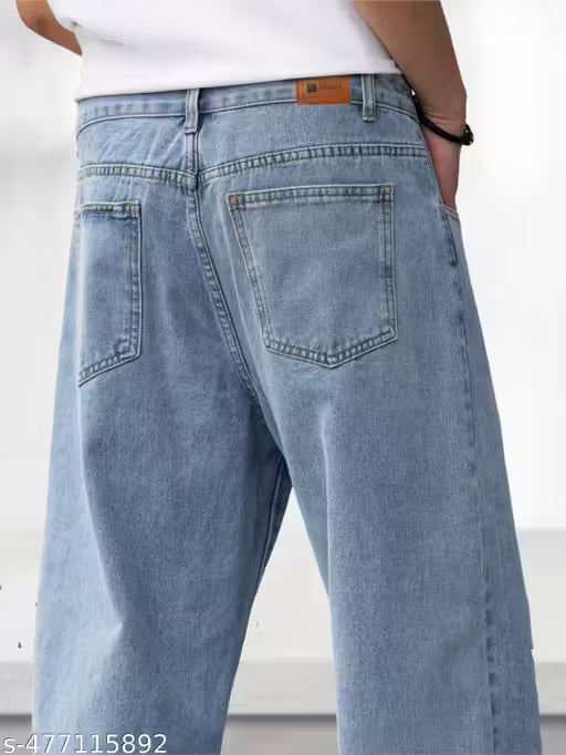 Loose Fit Mid Rise Blue Jeans for Men Comfortable and Stylish Denim