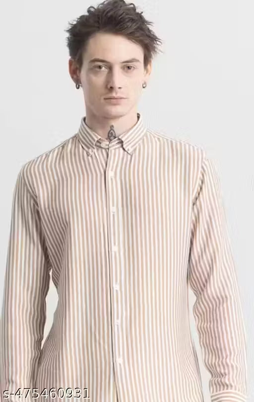 Men's Viral Striped Shirts for men - Beige Colour