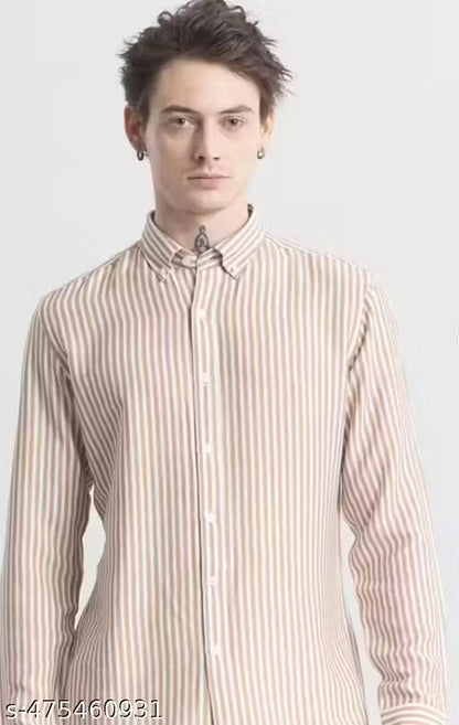 Men's Viral Striped Shirts for men - Beige Colour