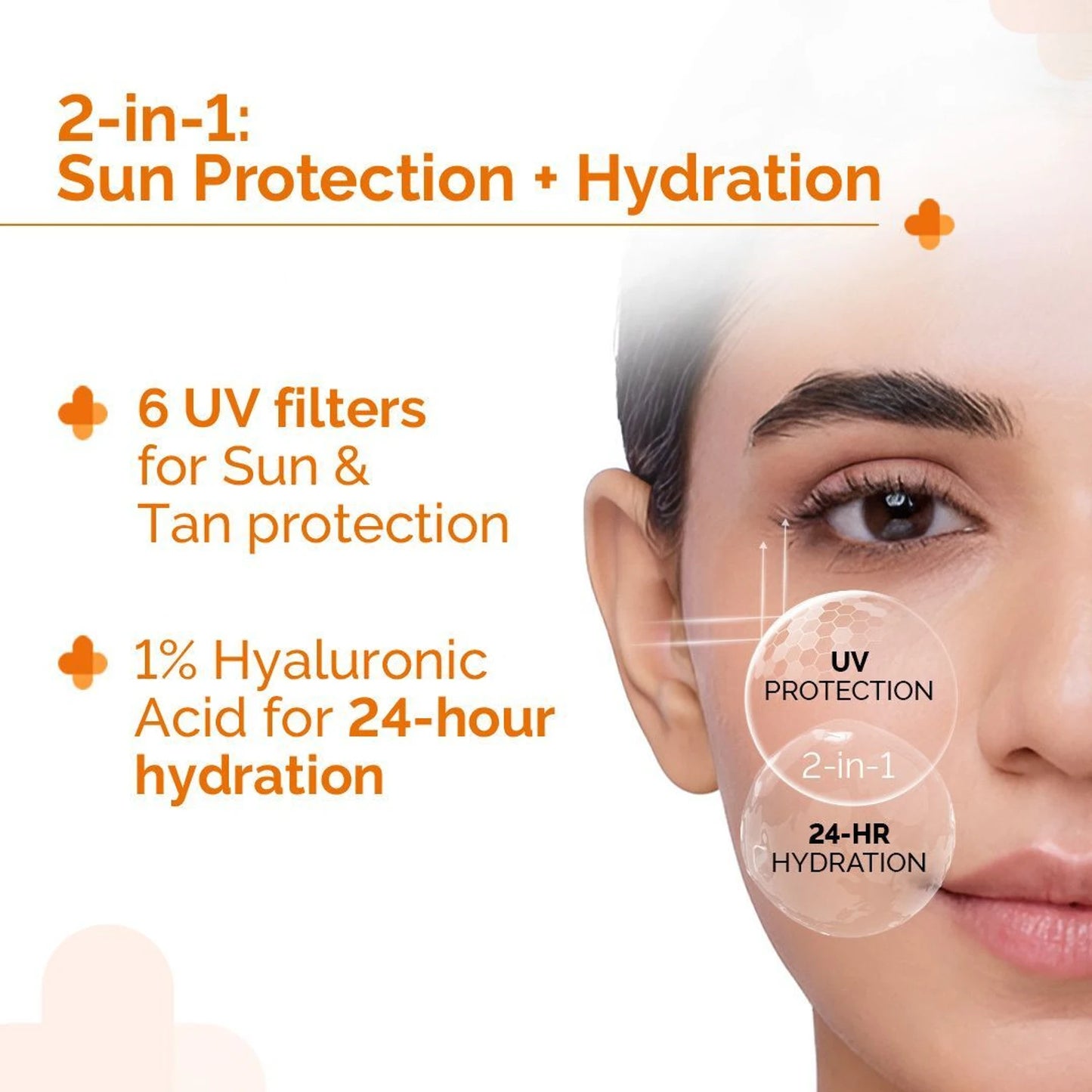 The Derma Co.1% Hyaluronic Sunscreen SPF 50 Aqua Gel, PA++++, Lightweight, No white-cast for Broad Spectrum & Blue Light Protection for Oily, Dry, Acne-prone Skin - 30g