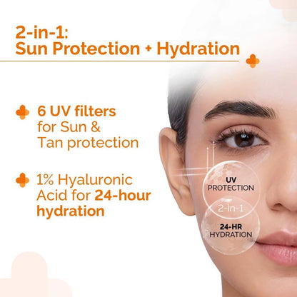 The Derma Co.1% Hyaluronic Sunscreen SPF 50 Aqua Gel, PA++++, Lightweight, No white-cast for Broad Spectrum & Blue Light Protection for Oily, Dry, Acne-prone Skin - 30g