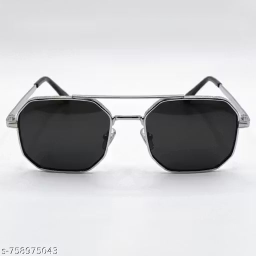 Unisex Square Sunglasses Metal Frame Black Lens Fashion Goggles