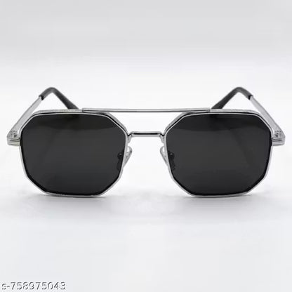 Unisex Square Sunglasses Metal Frame Black Lens Fashion Goggles