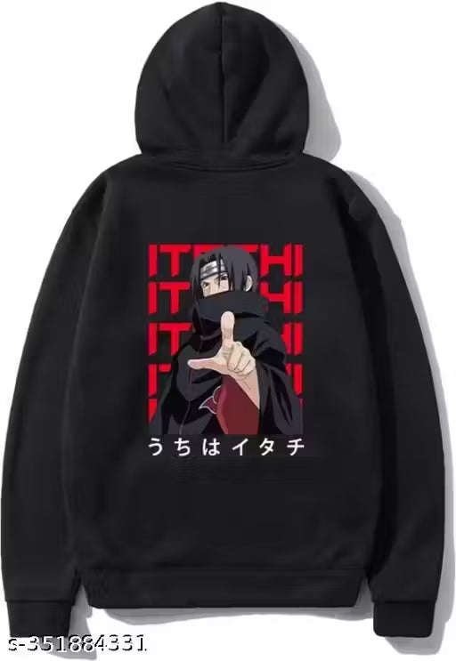 Men's Anime Casual Sweatshirt Hooded for Men Regular fit Jujutsu Sweatshirt Goku Satoru Fleece Black Full Sleeve