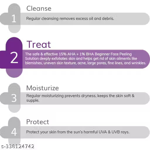 The Derma Co. 15% AHA + 1% BHA Beginner Face Peeling Solution for 10-Minute Weekly Exfoliation - 30ml
