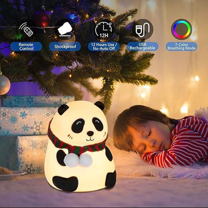 Rechargeable Panda Night Light – 7 Color LED Silicone Lamp for Kids