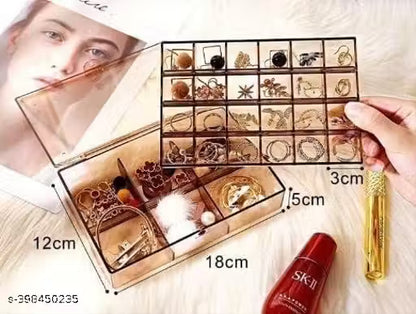 Acrylic Jewellery Organizer Box – Compact Storage Case for Rings & Earrings