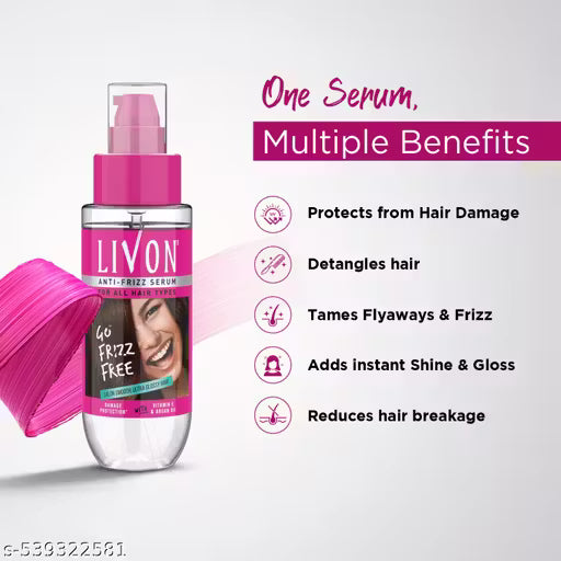 Livon Serum for Frizz-free, Smooth Hair, with Argan Oil & Vitamin E, 50ml