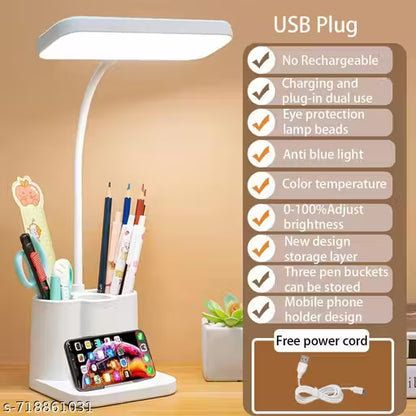 LED Study Table Lamp with Pen & Phone Holder | Desk Lamp for Students