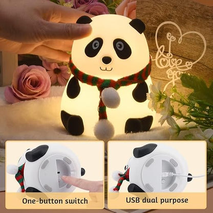 Rechargeable Panda Night Light – 7 Color LED Silicone Lamp for Kids