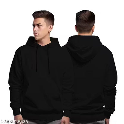 Men's Solid Black Hoodie