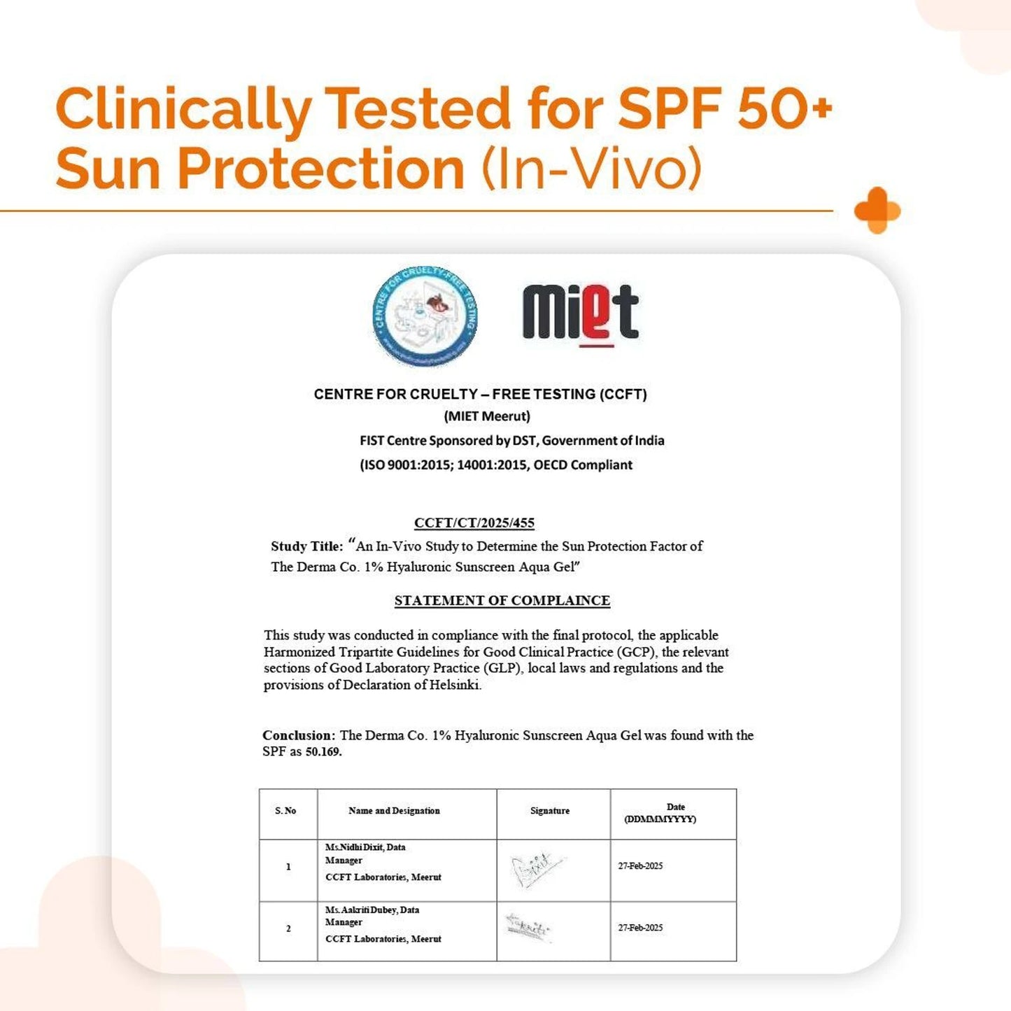 The Derma Co.1% Hyaluronic Sunscreen SPF 50 Aqua Gel, PA++++, Lightweight, No white-cast for Broad Spectrum & Blue Light Protection for Oily, Dry, Acne-prone Skin - 30g