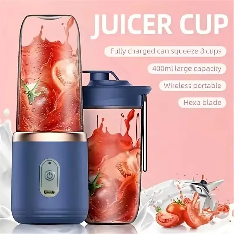 Portable Blender Electric Juicers Fruit Mixers USB Rechargeable Smoothie Mini Personal Juicer 6 Blades 3Gears With 1500 Mah Rechargeable Battery-Smoothie Blender