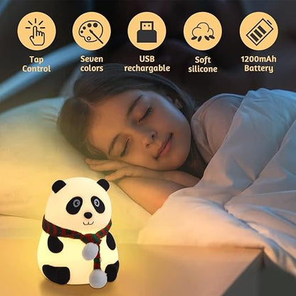 Rechargeable Panda Night Light – 7 Color LED Silicone Lamp for Kids