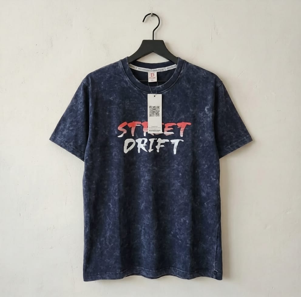 Premium Acid-Wash Blue T-Shirt
